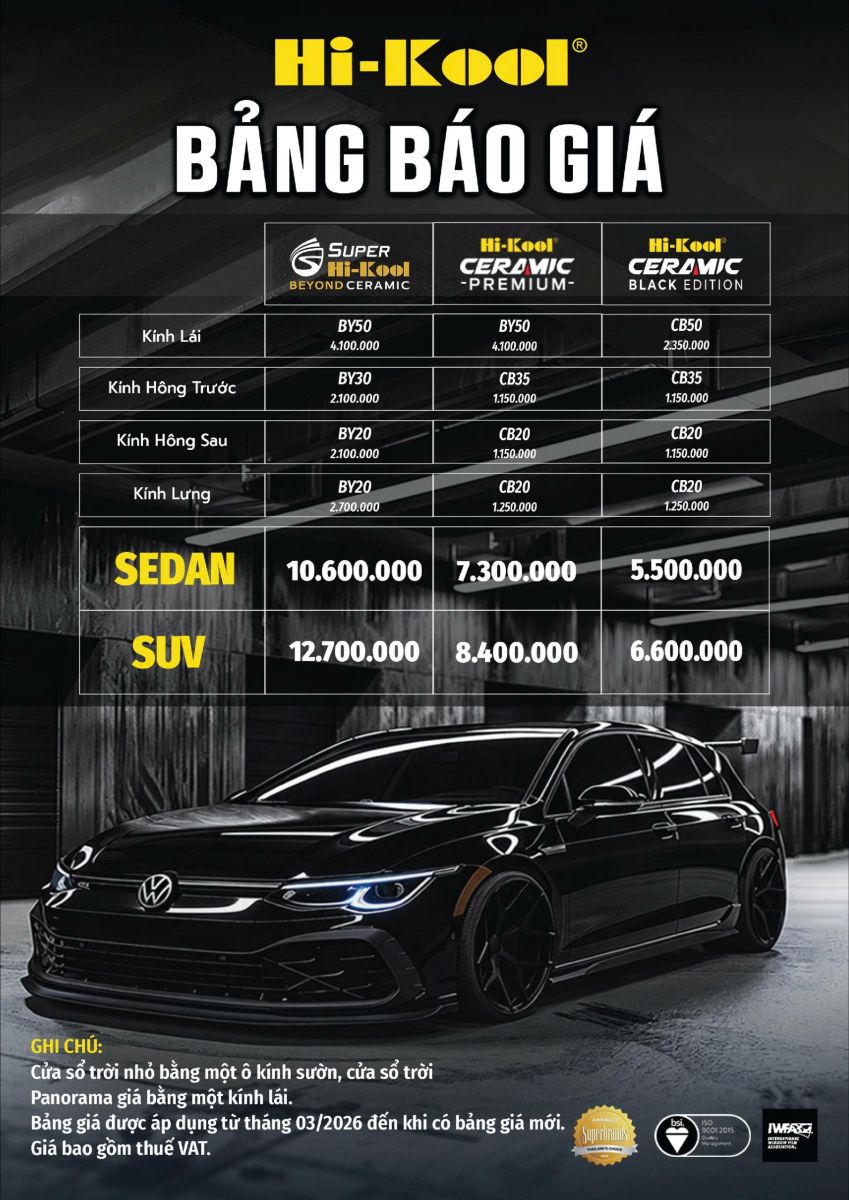 Bảng Giá Phim Cách Nhiệt Hi-Kool Cập Nhât Mới Nhất